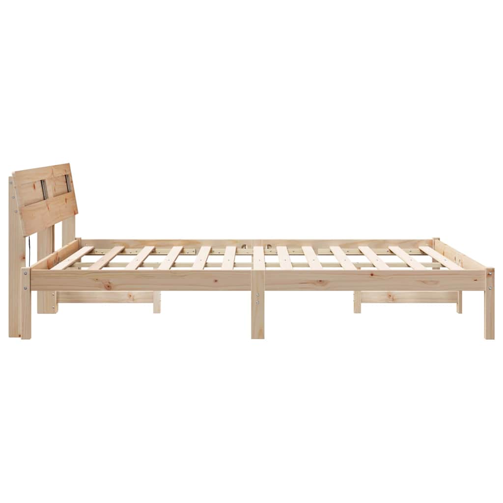 Bedframe met hoofdeinde Bruin 140 x 200 cm Massief grenenhout is nu te koop bij PeponiXL, paradijselijk wonen!