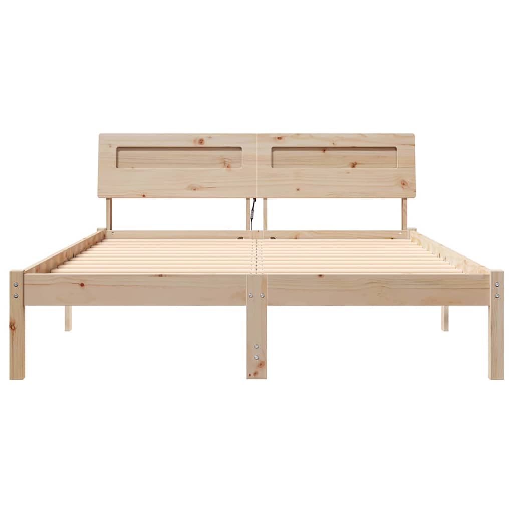 Bedframe met hoofdeinde Bruin 120 x 200 cm Massief grenenhout is nu te koop bij PeponiXL, paradijselijk wonen!