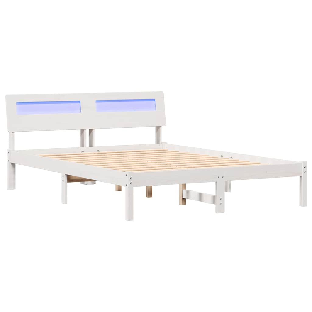 Bedframe met hoofdeinde Wit 120 x 200 cm Massief grenenhout is nu te koop bij PeponiXL, paradijselijk wonen!