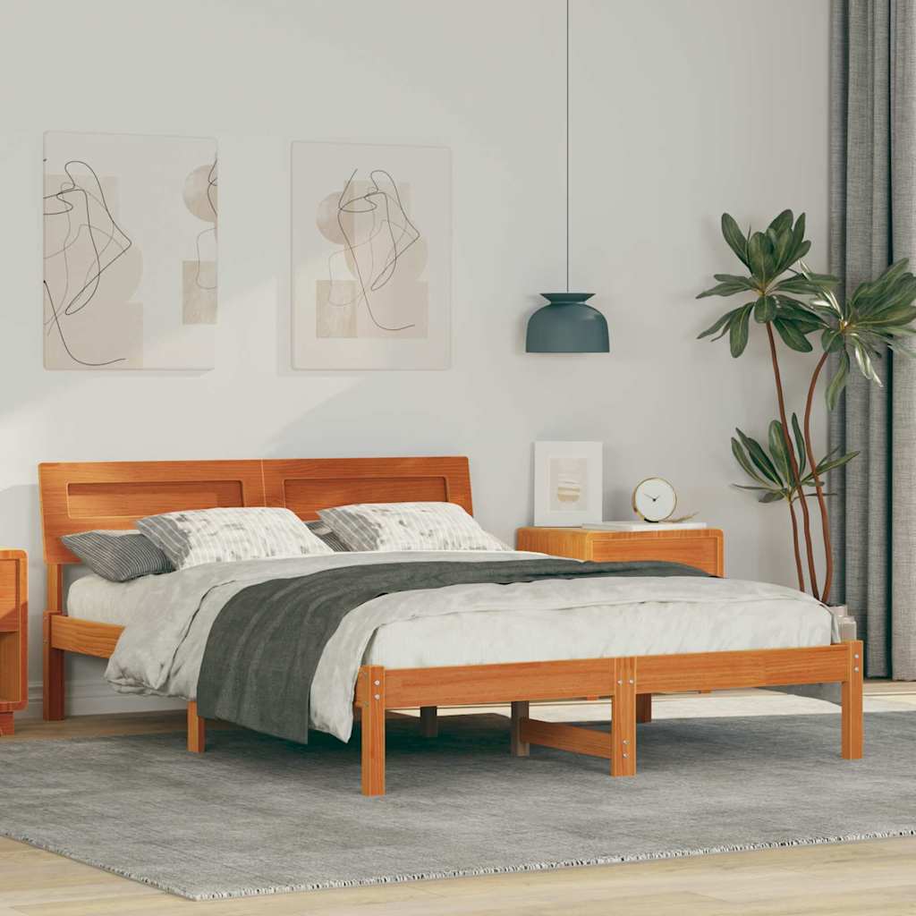 Bedframe Wasbruin 135 x 190 cm Massief grenenhout is nu te koop bij PeponiXL, paradijselijk wonen!