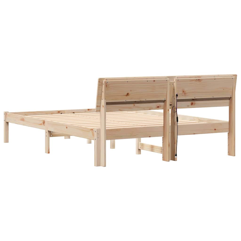 Bedframe met hoofdeinde Bruin 120 x 190 cm Massief grenenhout is nu te koop bij PeponiXL, paradijselijk wonen!