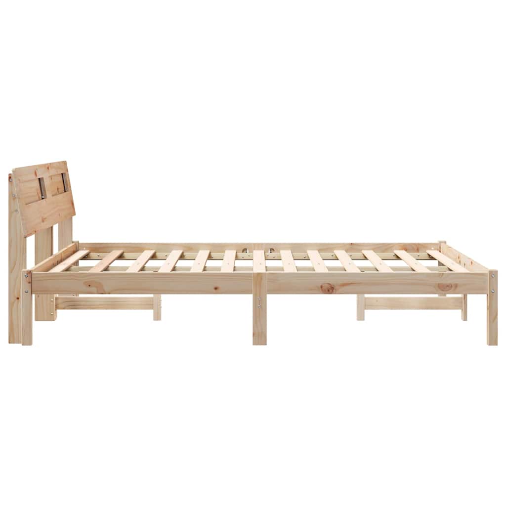 Bedframe met hoofdeinde Bruin 120 x 190 cm Massief grenenhout is nu te koop bij PeponiXL, paradijselijk wonen!