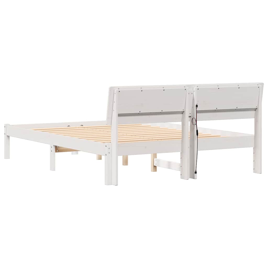 Bedframe met hoofdeinde Wit 120 x 190 cm Massief grenenhout is nu te koop bij PeponiXL, paradijselijk wonen!