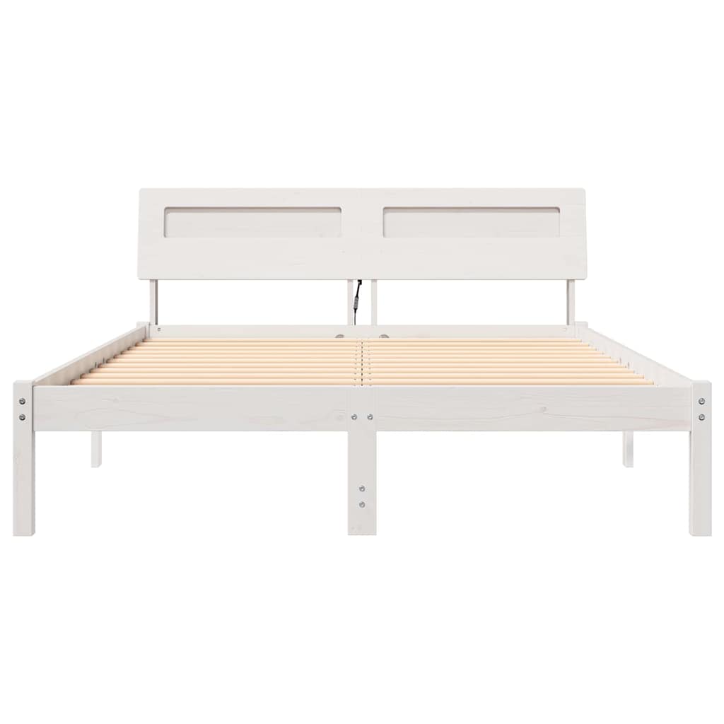 Bedframe met hoofdeinde Wit 120 x 190 cm Massief grenenhout is nu te koop bij PeponiXL, paradijselijk wonen!