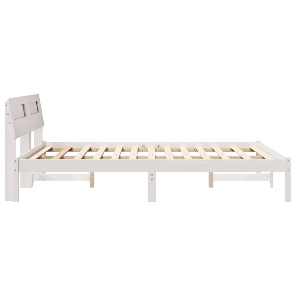 Bedframe met hoofdeinde Wit 120 x 190 cm Massief grenenhout is nu te koop bij PeponiXL, paradijselijk wonen!
