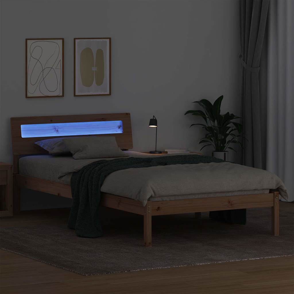 Bedframe met hoofdeinde Bruin 100 x 200 cm Massief grenenhout is nu te koop bij PeponiXL, paradijselijk wonen!