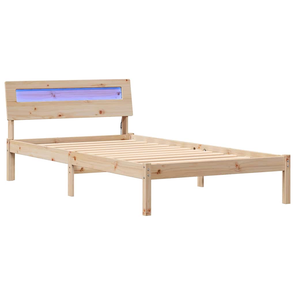 Bedframe met hoofdeinde Bruin 100 x 200 cm Massief grenenhout is nu te koop bij PeponiXL, paradijselijk wonen!