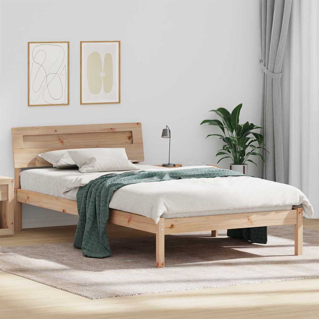Bedframe met hoofdeinde Bruin 90 x 200 cm Massief grenenhout is nu te koop bij PeponiXL, paradijselijk wonen!