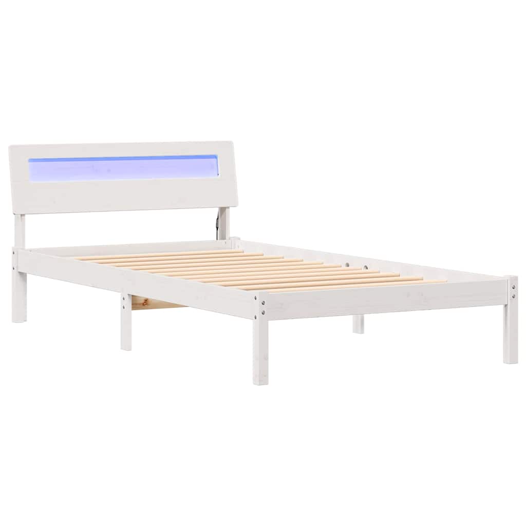 Bedframe met hoofdeinde Wit 90 x 200 cm Massief grenenhout is nu te koop bij PeponiXL, paradijselijk wonen!
