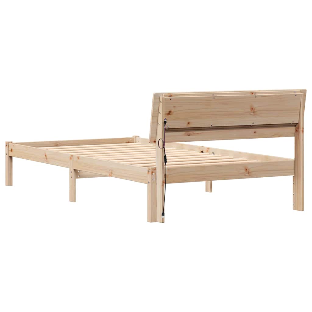 Bedframe met hoofdeinde Bruin 80 x 200 cm Massief grenenhout is nu te koop bij PeponiXL, paradijselijk wonen!