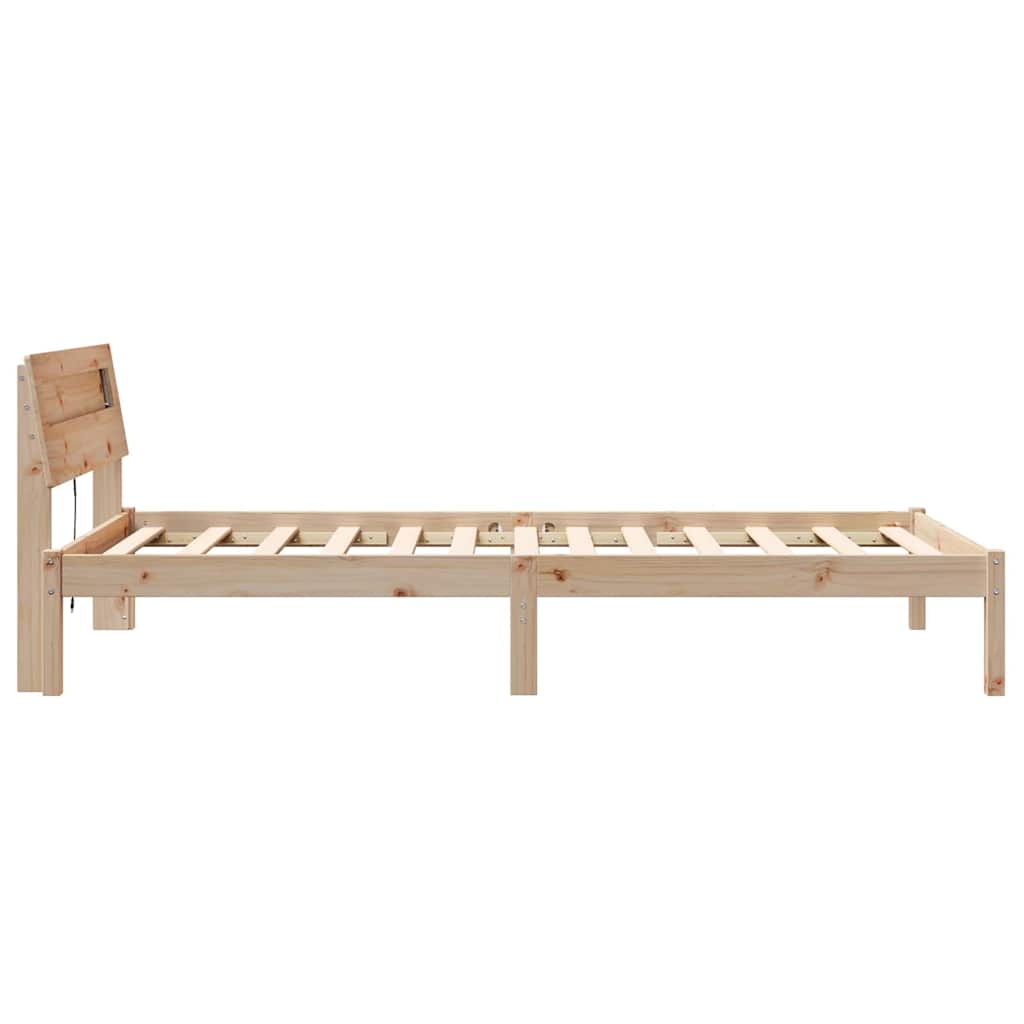 Bedframe met hoofdeinde Bruin 80 x 200 cm Massief grenenhout is nu te koop bij PeponiXL, paradijselijk wonen!