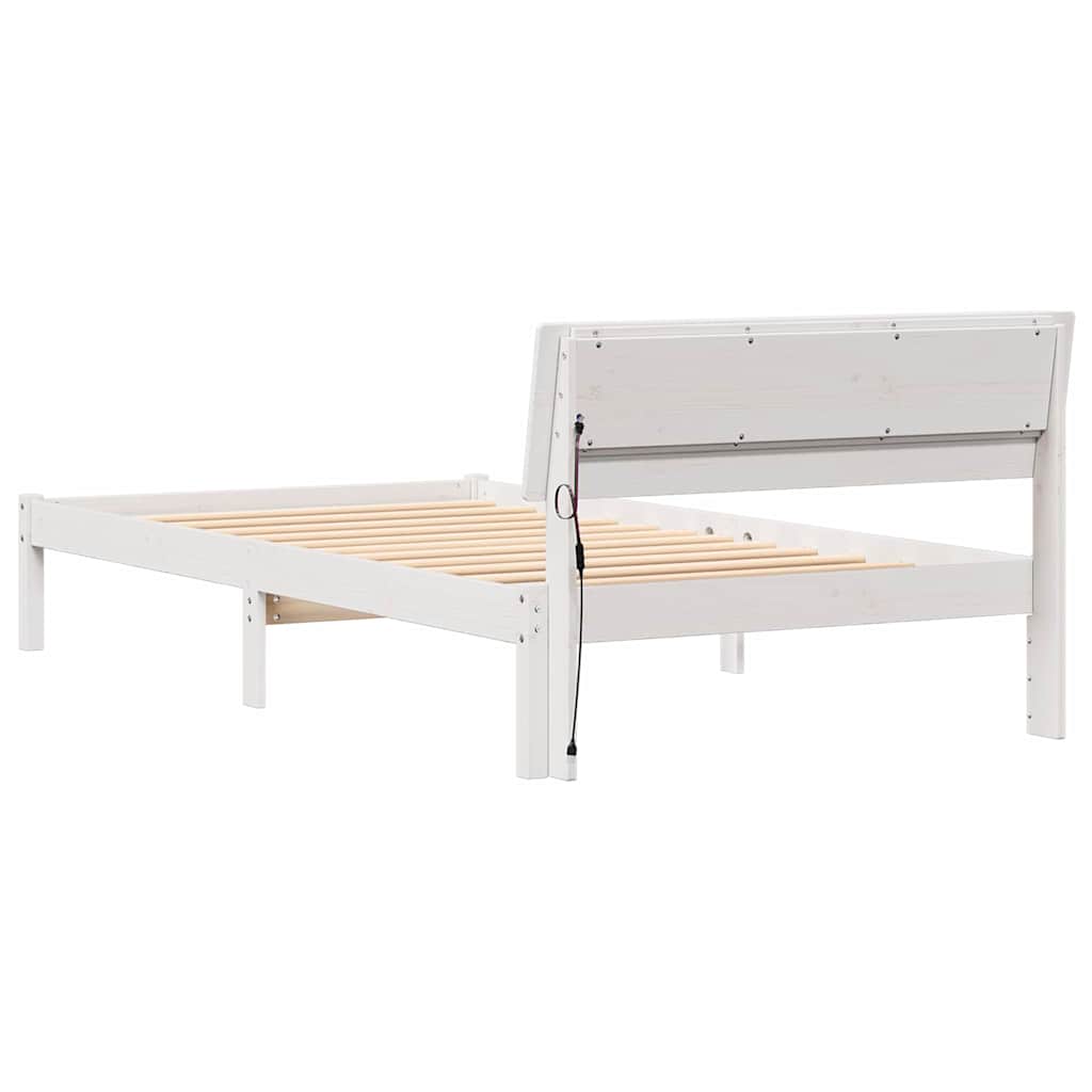 Bedframe met hoofdeinde Wit 80 x 200 cm Massief grenenhout is nu te koop bij PeponiXL, paradijselijk wonen!