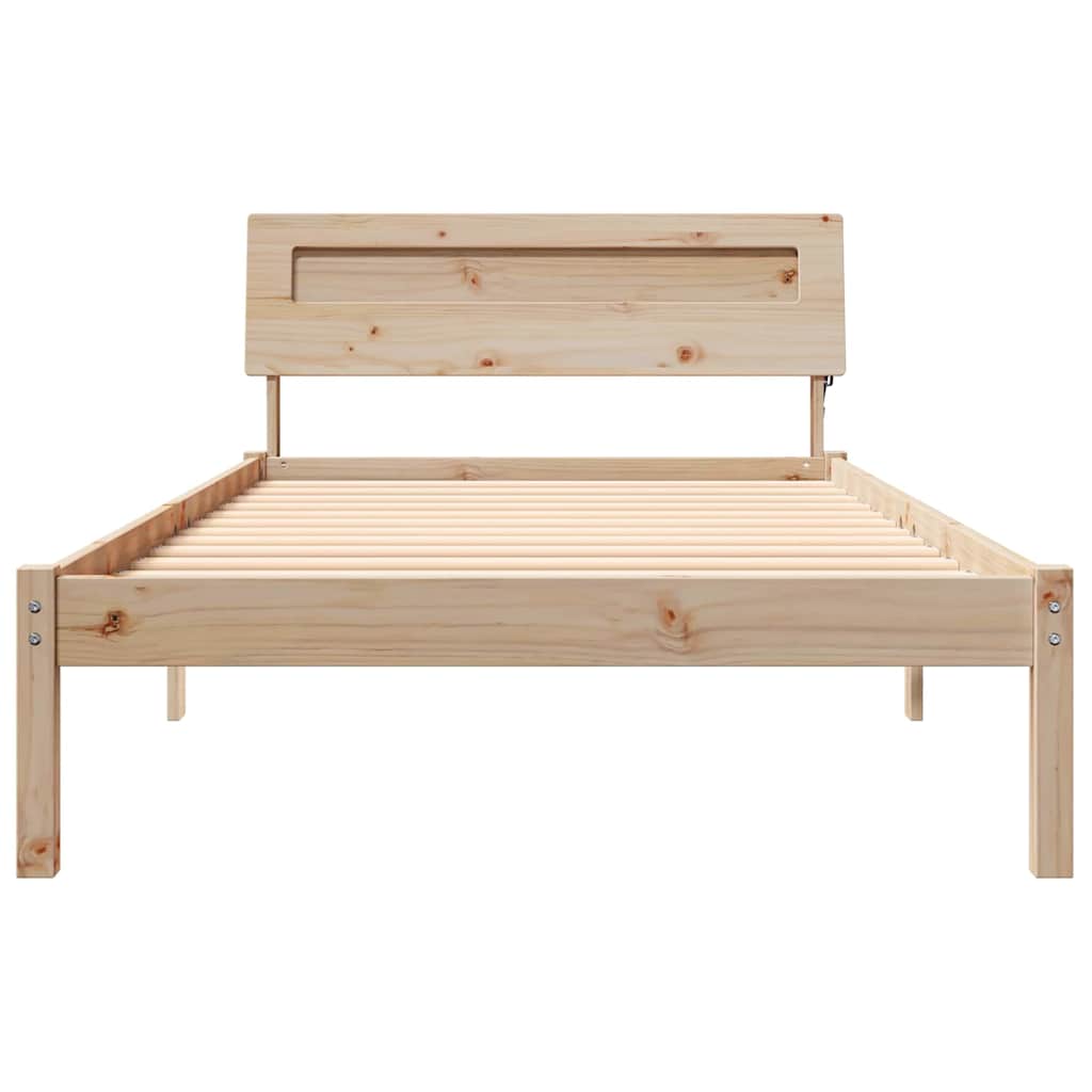 Bedframe met hoofdeinde Bruin 90 x 190 cm Massief grenenhout is nu te koop bij PeponiXL, paradijselijk wonen!