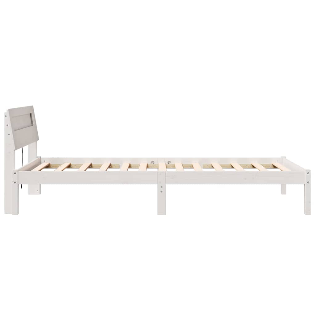 Bedframe met hoofdeinde Wit 90 x 190 cm Massief grenenhout is nu te koop bij PeponiXL, paradijselijk wonen!