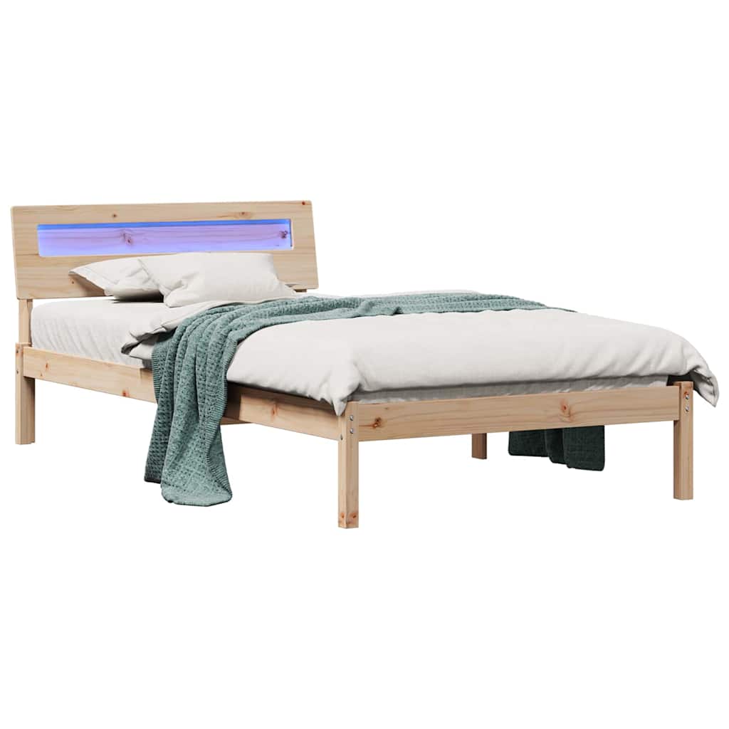 Bedframe met hoofdeinde Bruin 75 x 190 cm Massief grenenhout is nu te koop bij PeponiXL, paradijselijk wonen!