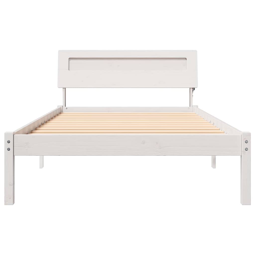 Bedframe met hoofdeinde Wit 75 x 190 cm Massief grenenhout is nu te koop bij PeponiXL, paradijselijk wonen!