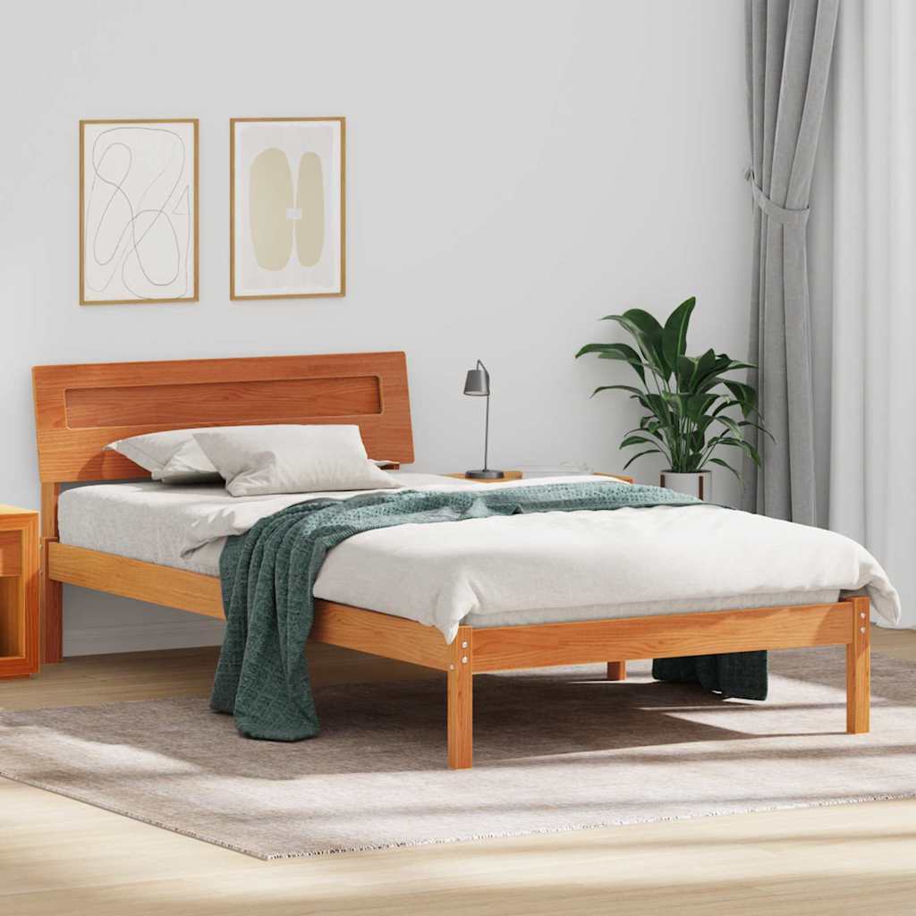 Bedframe met hoofdeinde Wasbruin 75 x 190 cm Massief grenenhout is nu te koop bij PeponiXL, paradijselijk wonen!