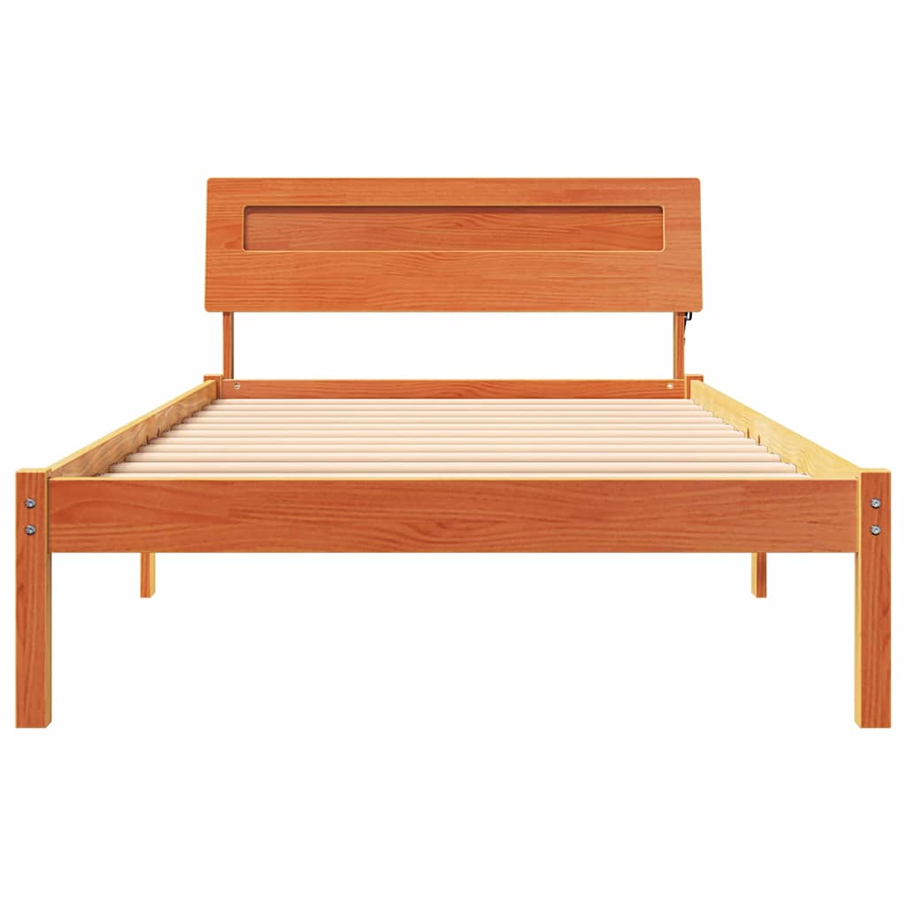 Bedframe met hoofdeinde Wasbruin 75 x 190 cm Massief grenenhout is nu te koop bij PeponiXL, paradijselijk wonen!