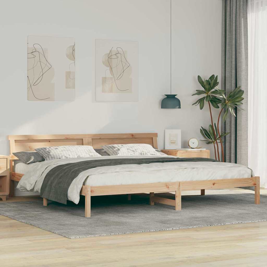 Bedframe met hoofdeinde Bruin 180 x 200 cm Massief grenenhout is nu te koop bij PeponiXL, paradijselijk wonen!