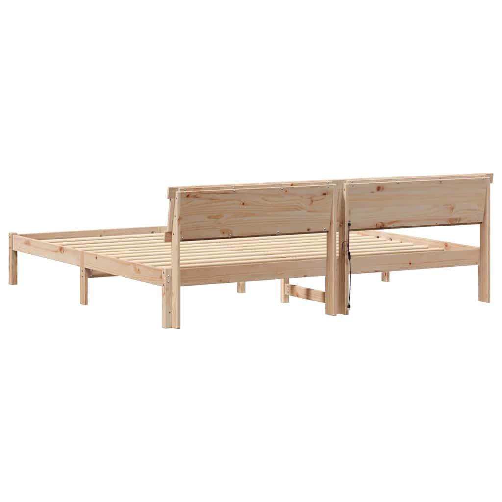 Bedframe met hoofdeinde Bruin 180 x 200 cm Massief grenenhout is nu te koop bij PeponiXL, paradijselijk wonen!