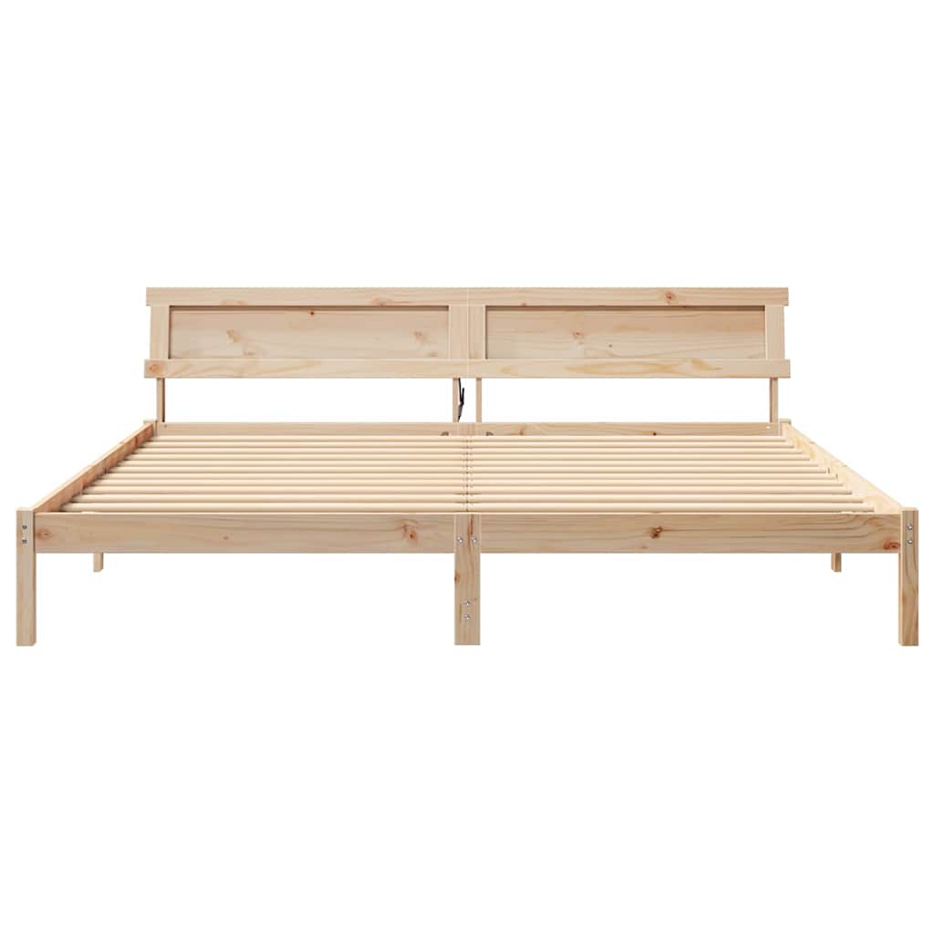 Bedframe met hoofdeinde Bruin 180 x 200 cm Massief grenenhout is nu te koop bij PeponiXL, paradijselijk wonen!