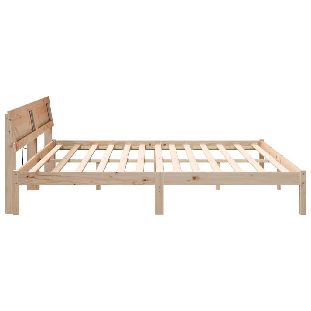 Bedframe met hoofdeinde Bruin 180 x 200 cm Massief grenenhout is nu te koop bij PeponiXL, paradijselijk wonen!