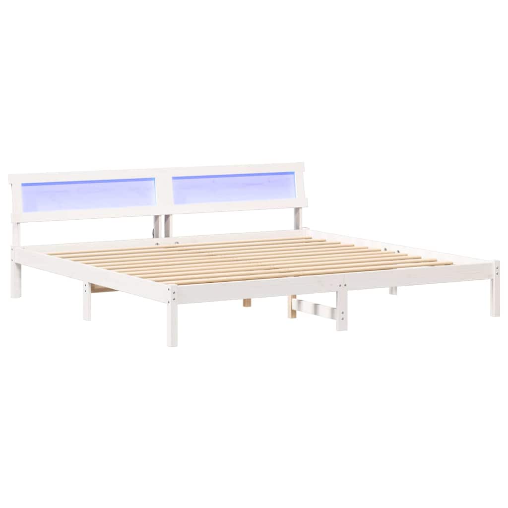 Bedframe met hoofdeinde Wit 180 x 200 cm Massief grenenhout is nu te koop bij PeponiXL, paradijselijk wonen!