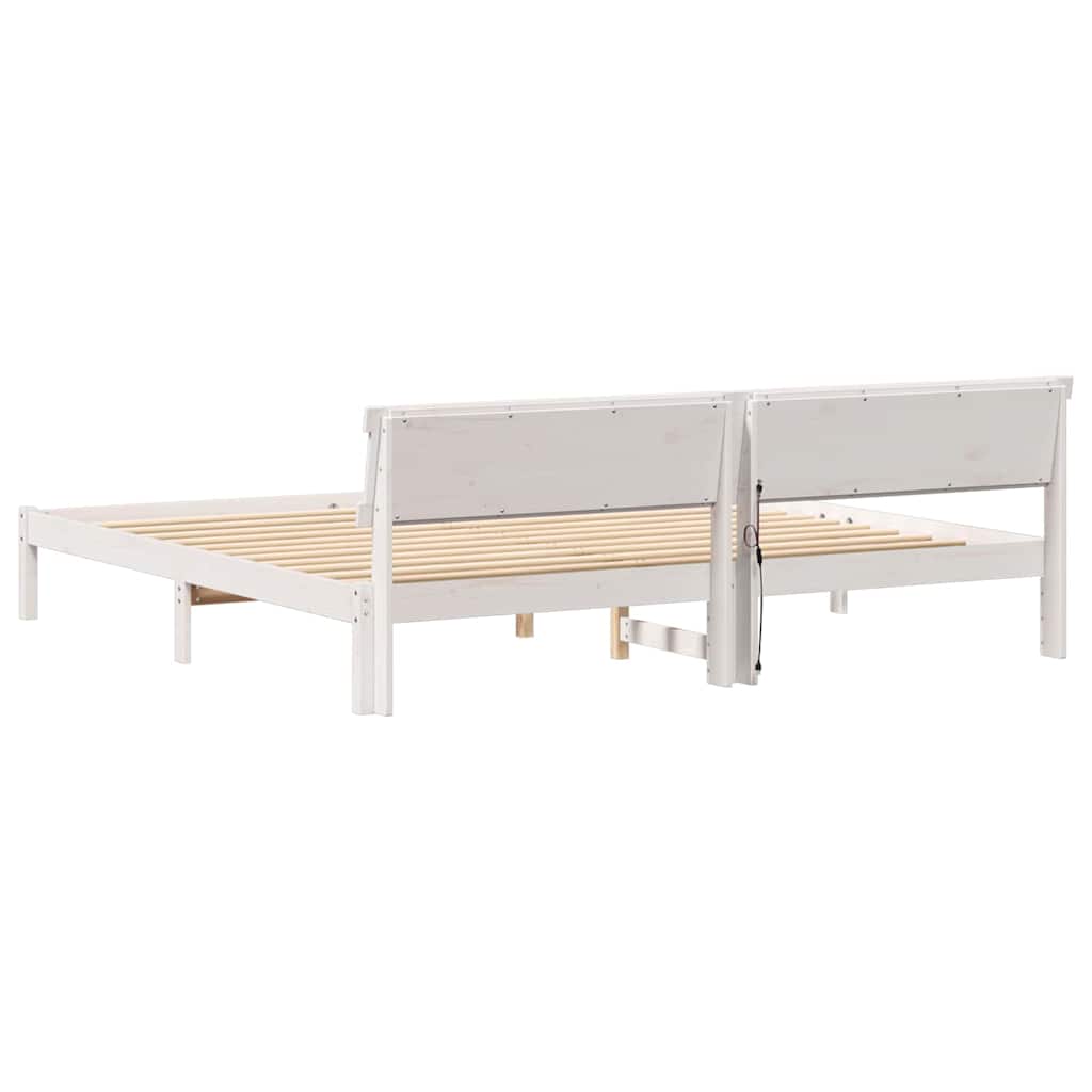 Bedframe met hoofdeinde Wit 180 x 200 cm Massief grenenhout is nu te koop bij PeponiXL, paradijselijk wonen!
