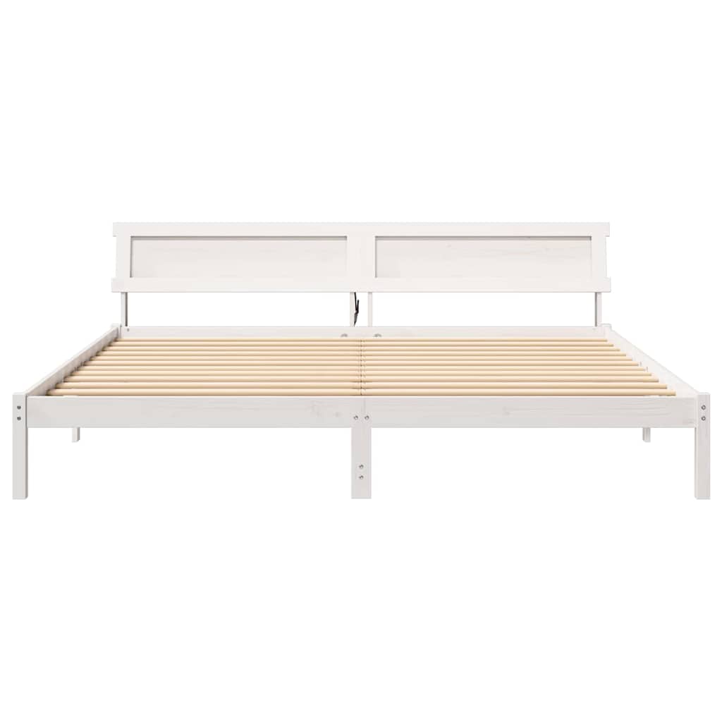 Bedframe met hoofdeinde Wit 180 x 200 cm Massief grenenhout is nu te koop bij PeponiXL, paradijselijk wonen!