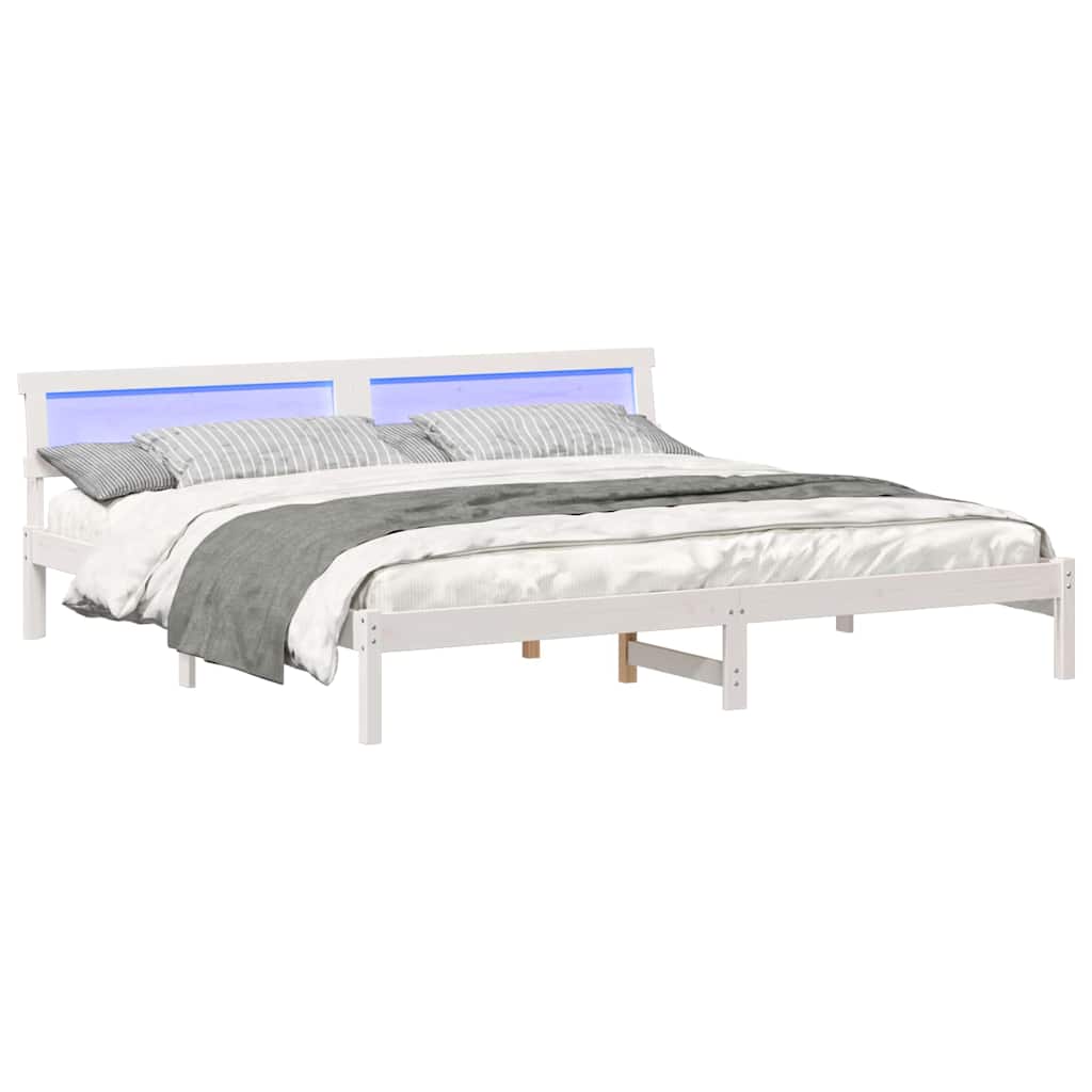 Bedframe met hoofdeinde Wit 180 x 200 cm Massief grenenhout is nu te koop bij PeponiXL, paradijselijk wonen!
