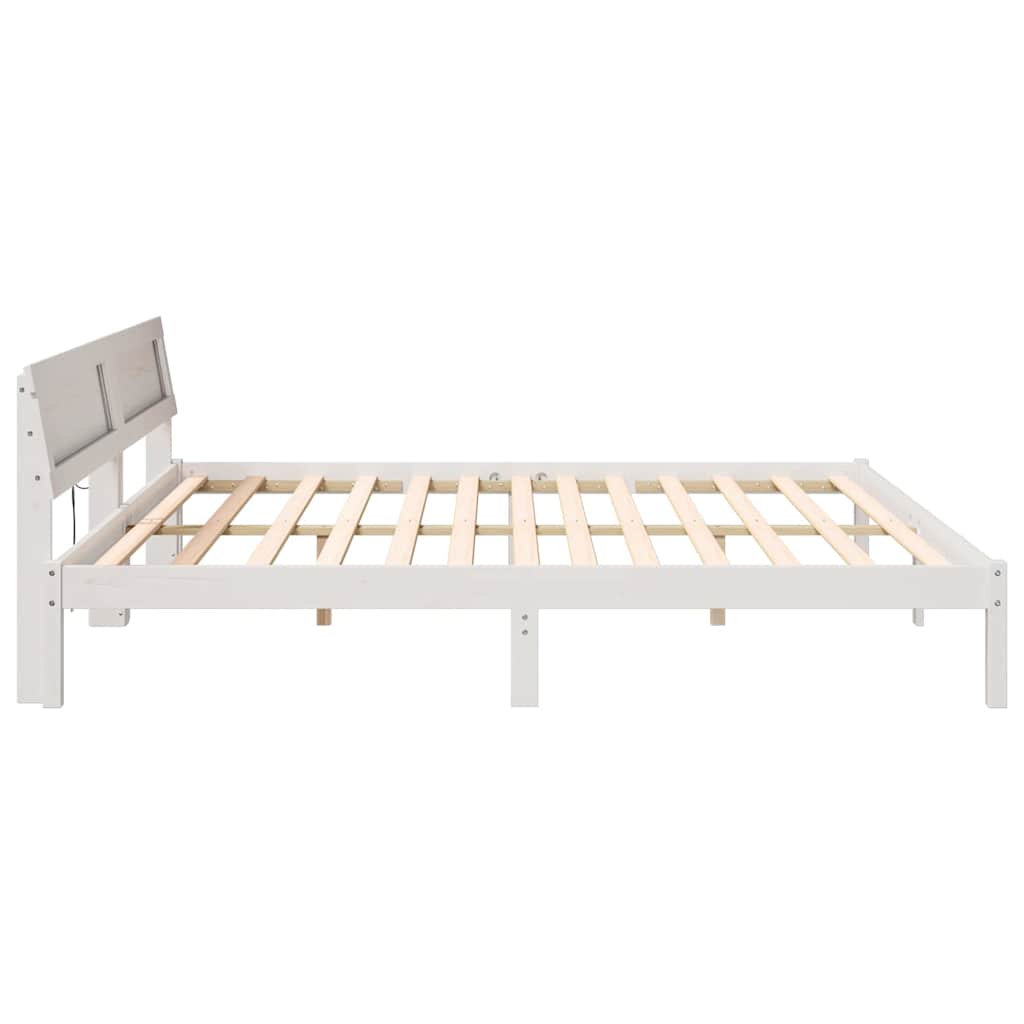 Bedframe met hoofdeinde Wit 180 x 200 cm Massief grenenhout is nu te koop bij PeponiXL, paradijselijk wonen!