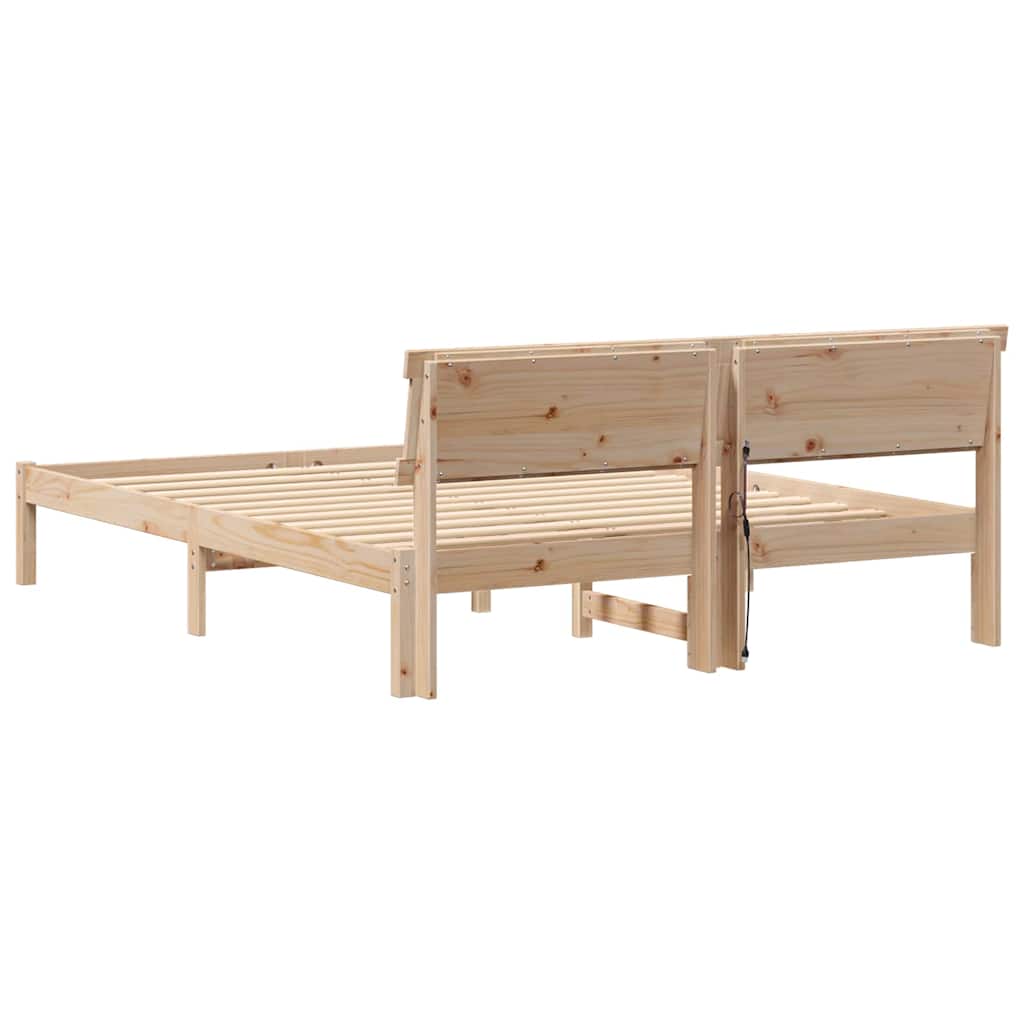 Bedframe met hoofdeinde Bruin 160 x 200 cm Massief grenenhout is nu te koop bij PeponiXL, paradijselijk wonen!