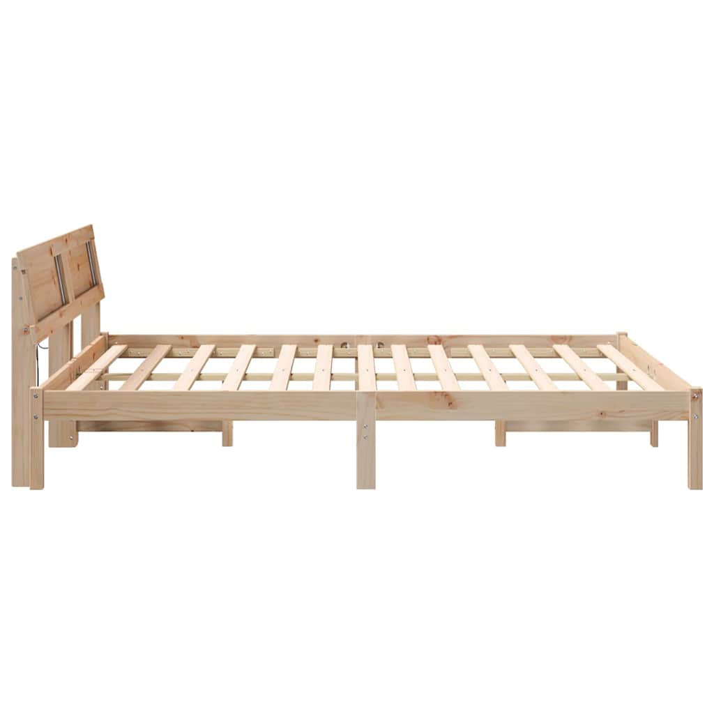 Bedframe met hoofdeinde Bruin 160 x 200 cm Massief grenenhout is nu te koop bij PeponiXL, paradijselijk wonen!