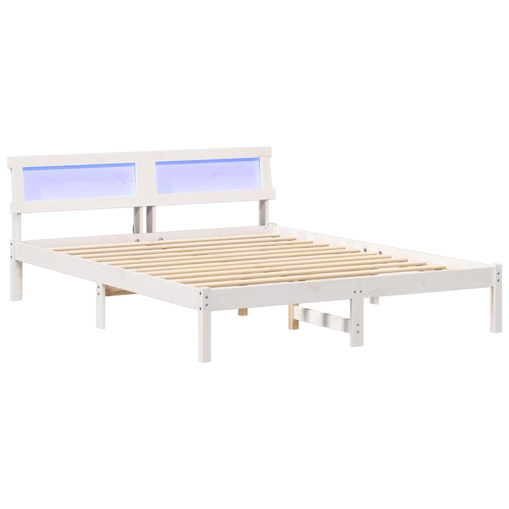 Bedframe met hoofdeinde Wit 160 x 200 cm Massief grenenhout is nu te koop bij PeponiXL, paradijselijk wonen!