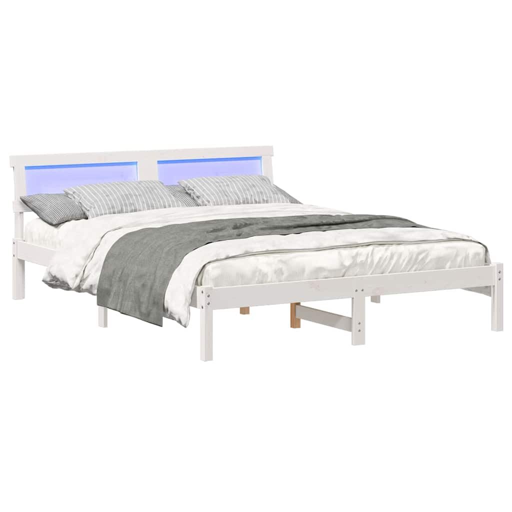 Bedframe met hoofdeinde Wit 160 x 200 cm Massief grenenhout is nu te koop bij PeponiXL, paradijselijk wonen!