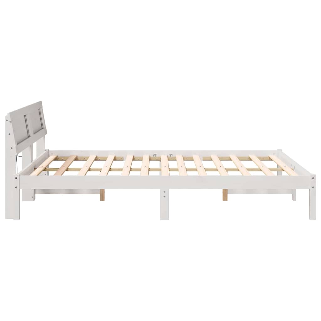 Bedframe met hoofdeinde Wit 160 x 200 cm Massief grenenhout is nu te koop bij PeponiXL, paradijselijk wonen!