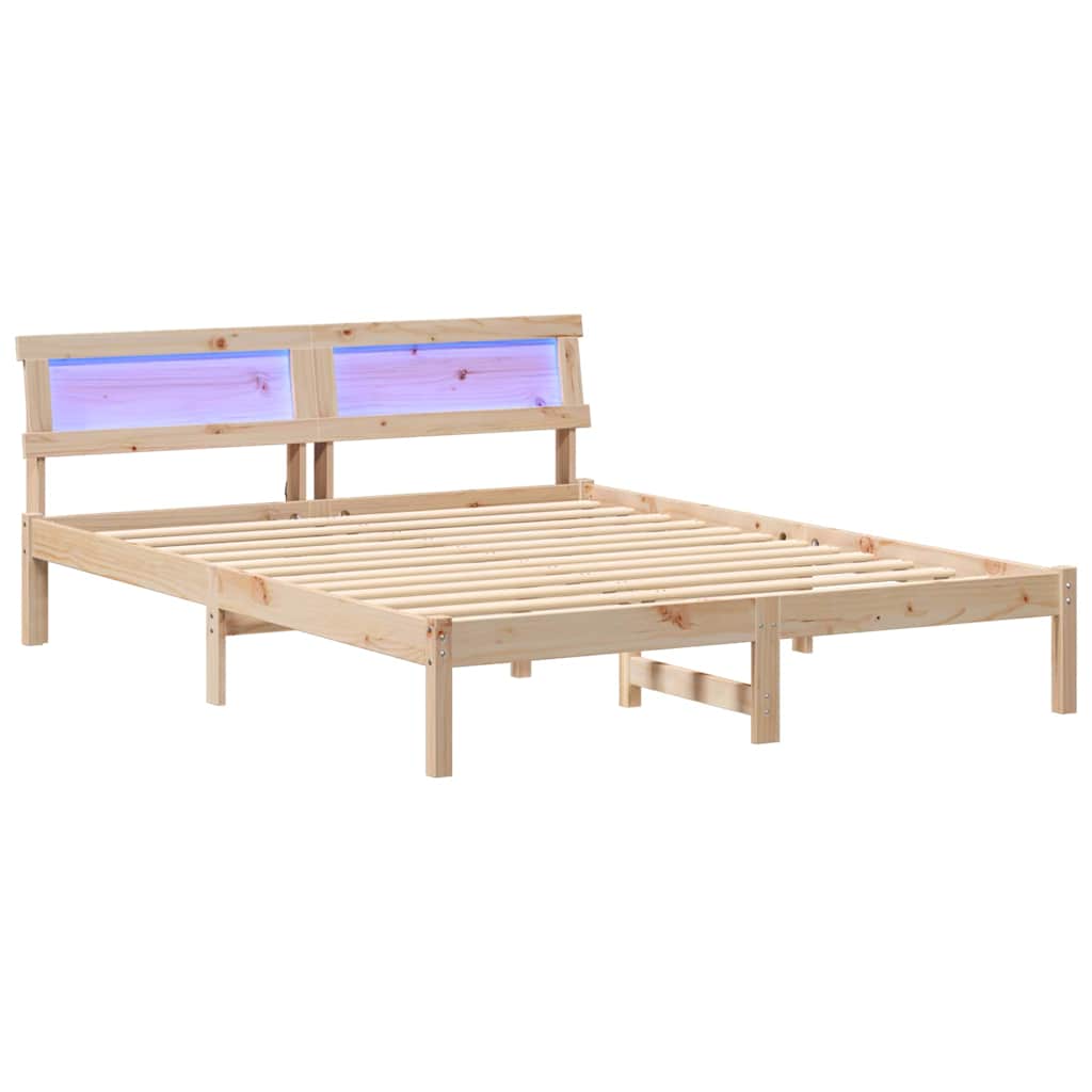 Bedframe met hoofdeinde Bruin 150 x 200 cm Massief grenenhout is nu te koop bij PeponiXL, paradijselijk wonen!
