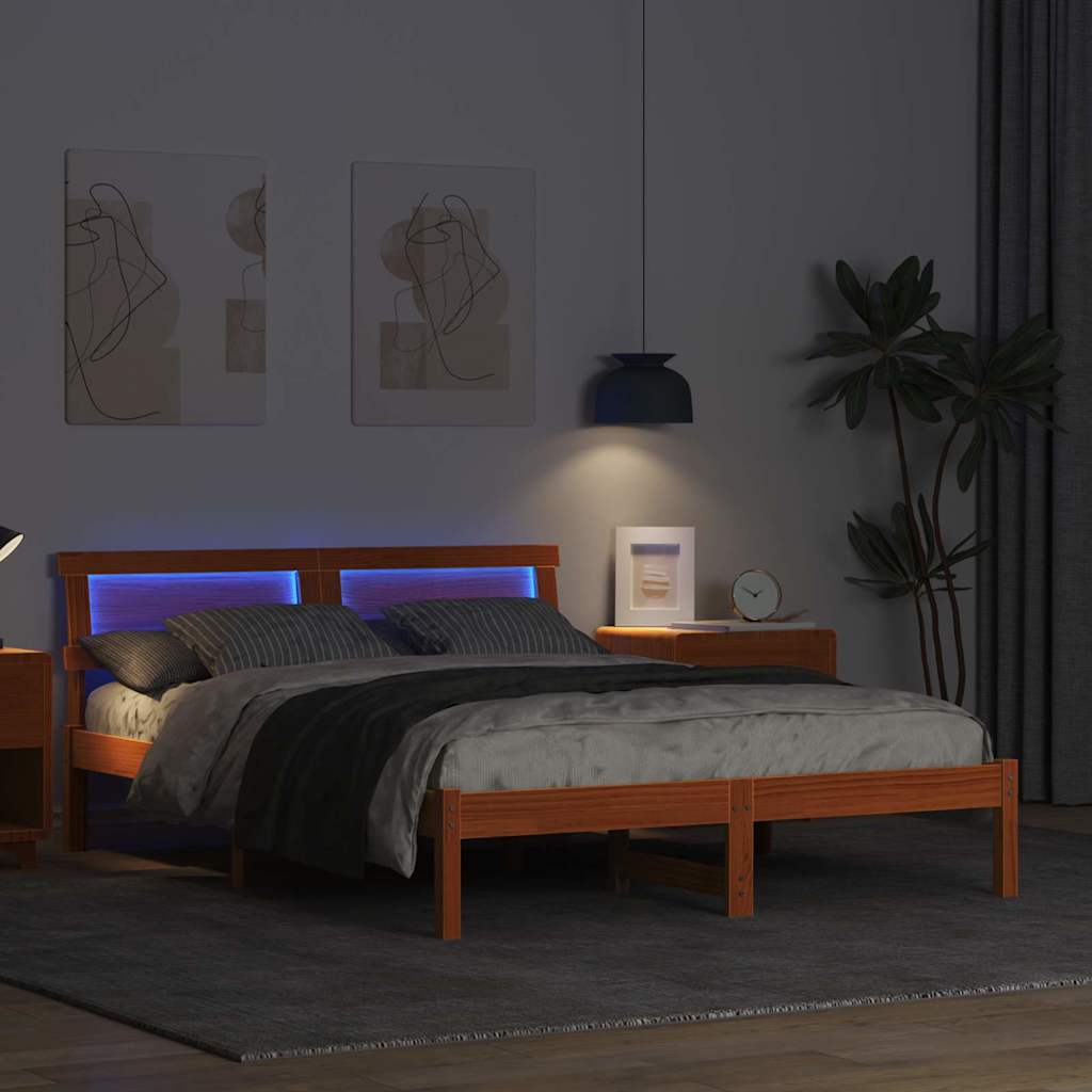 Bedframe Wasbruin 140 x 190 cm Massief grenenhout is nu te koop bij PeponiXL, paradijselijk wonen!