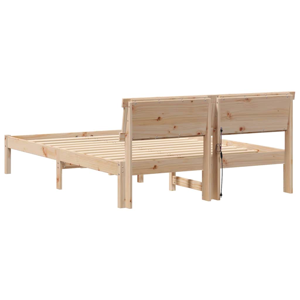 Bedframe met hoofdeinde Bruin 120 x 190 cm Massief grenenhout is nu te koop bij PeponiXL, paradijselijk wonen!