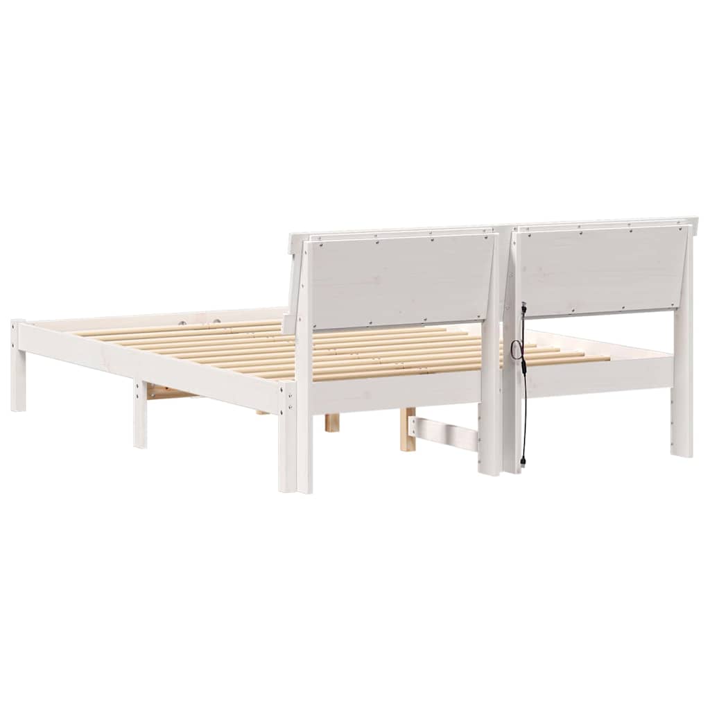 Bedframe met hoofdeinde Wit 120 x 190 cm Massief grenenhout is nu te koop bij PeponiXL, paradijselijk wonen!
