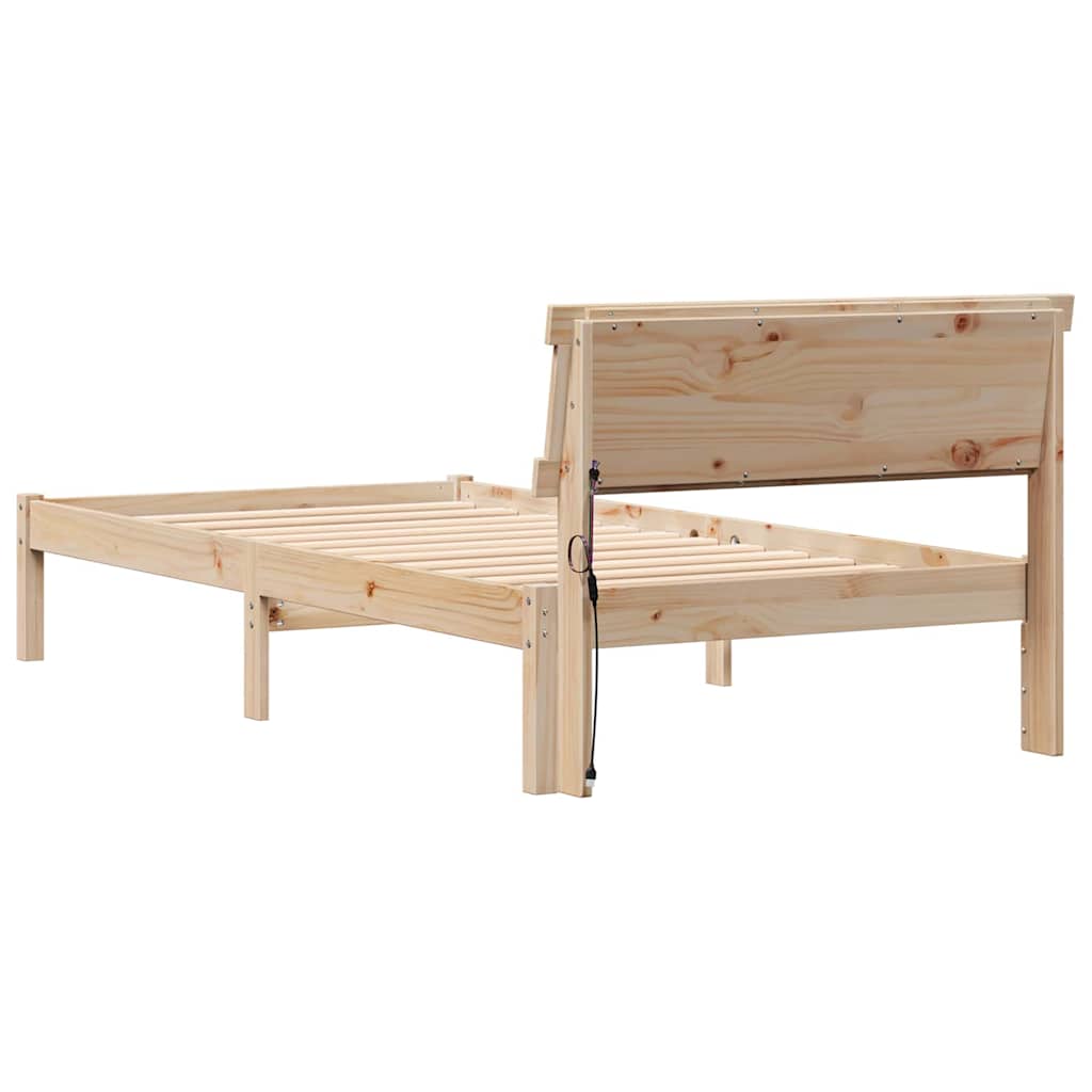 Bedframe met hoofdeinde Bruin 100 x 200 cm Massief grenenhout is nu te koop bij PeponiXL, paradijselijk wonen!