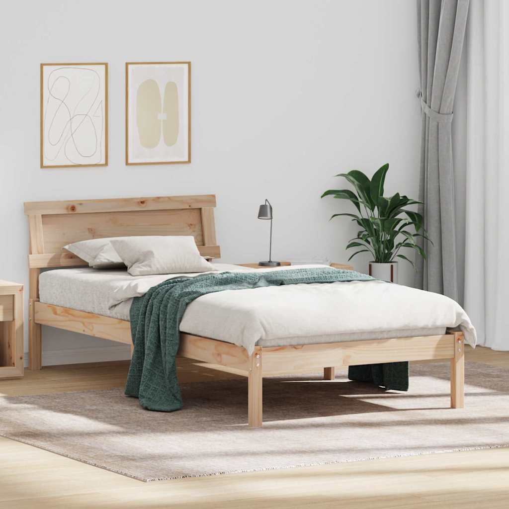 Bedframe met hoofdeinde Bruin 80 x 200 cm Massief grenenhout is nu te koop bij PeponiXL, paradijselijk wonen!