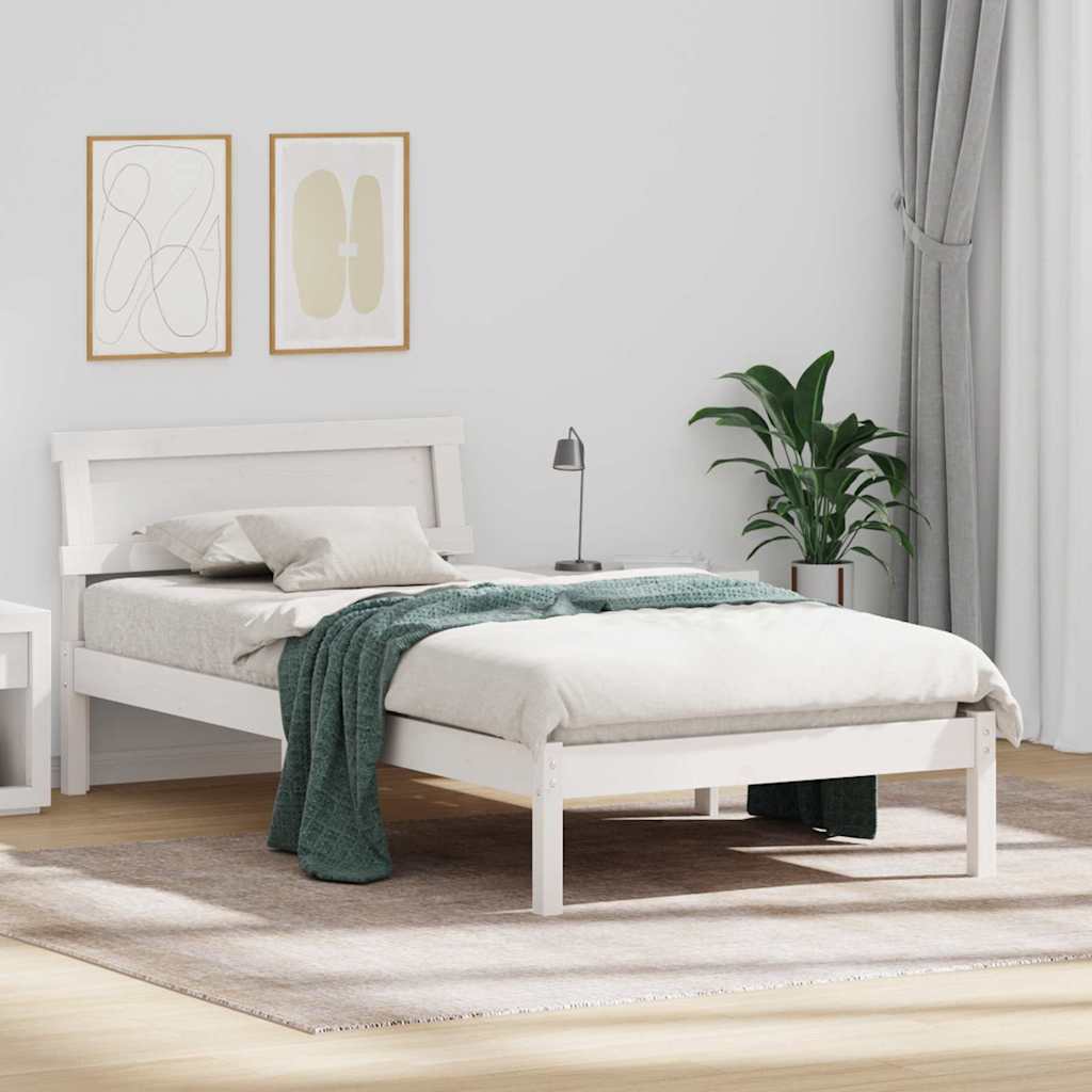 Bedframe met hoofdeinde Wit 80 x 200 cm Massief grenenhout is nu te koop bij PeponiXL, paradijselijk wonen!