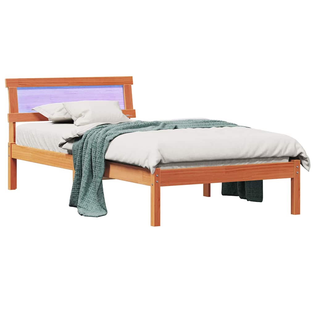 Bedframe met hoofdeinde Wasbruin 80 x 200 cm Massief grenenhout is nu te koop bij PeponiXL, paradijselijk wonen!