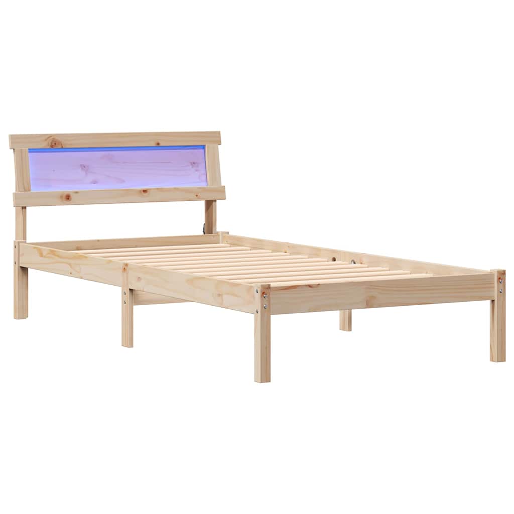 Bedframe met hoofdeinde Bruin 90 x 190 cm Massief grenenhout is nu te koop bij PeponiXL, paradijselijk wonen!
