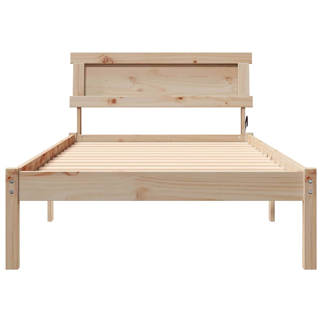 Bedframe met hoofdeinde Bruin 90 x 190 cm Massief grenenhout is nu te koop bij PeponiXL, paradijselijk wonen!