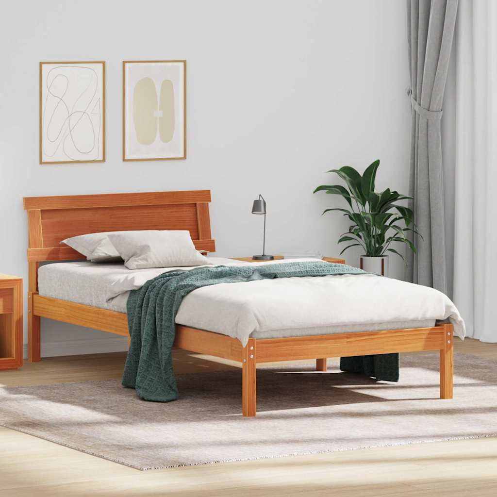 Bedframe met hoofdeinde Wasbruin 90 x 190 cm Massief grenenhout is nu te koop bij PeponiXL, paradijselijk wonen!