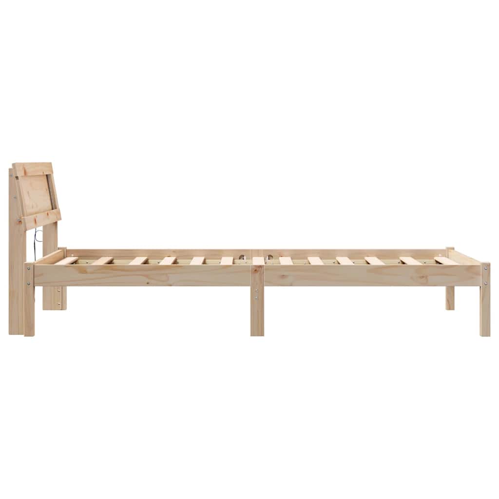 Bedframe met hoofdeinde Bruin 75 x 190 cm Massief grenenhout is nu te koop bij PeponiXL, paradijselijk wonen!
