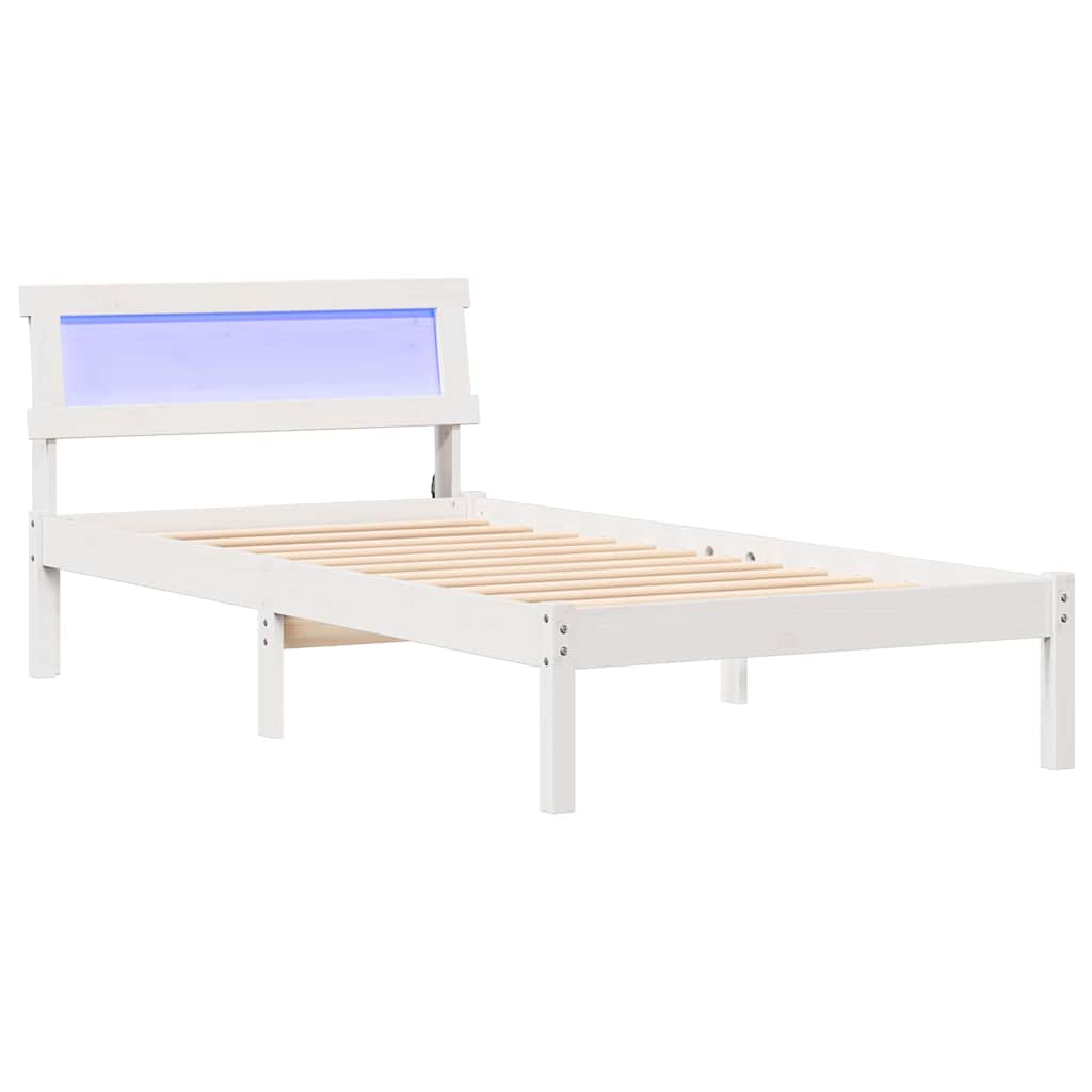 Bedframe met hoofdeinde Wit 75 x 190 cm Massief grenenhout is nu te koop bij PeponiXL, paradijselijk wonen!