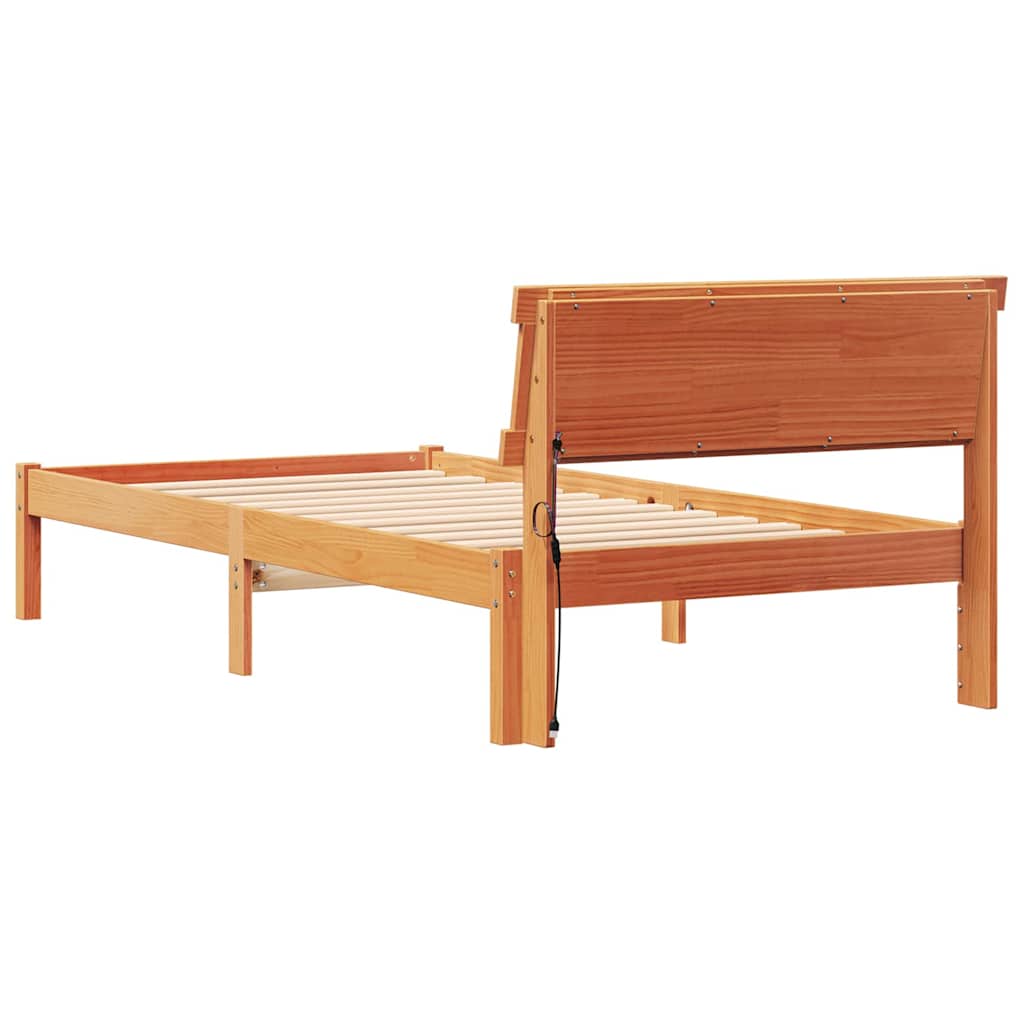 Bedframe met hoofdeinde Wasbruin 75 x 190 cm Massief grenenhout is nu te koop bij PeponiXL, paradijselijk wonen!